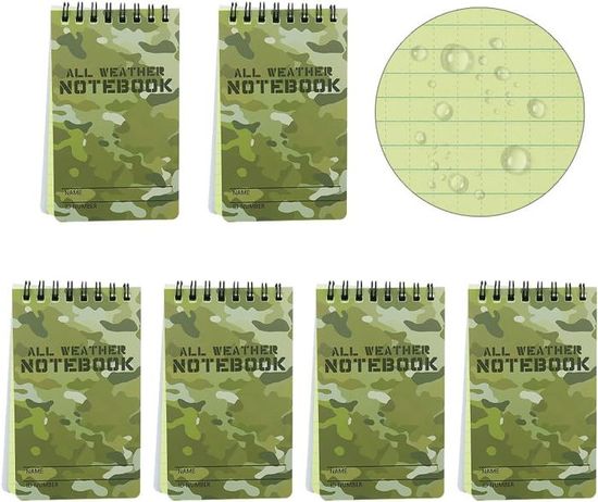 4 Pièces Carnets Étanches, 3x5 Pouces Imperméables Bloc Notes