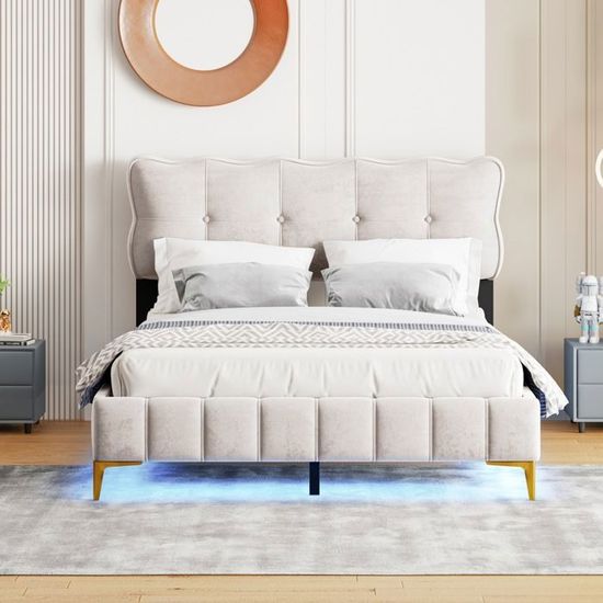 Lit Enfant 90x200 Avec Sommier à Lattes, Lit Capitonné Avec Tête De Lit Réglable En Hauteur, Pour Fille, En Velours, Rose - Maison