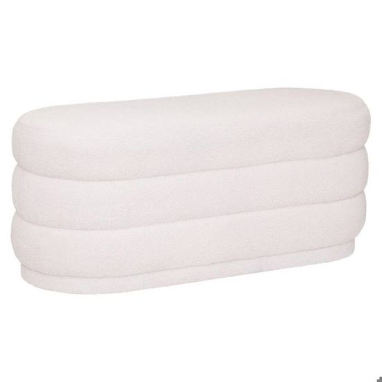 Pouf Bouclette Blanc Atmosphera - Design Sinan - 40x40 Cm - Rond Et Doux - Déco Salon - 6