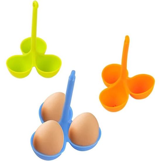 Pocheuse à Oeufs 4 Formes - Moules Silicone Sans BPA Avec Brosse, Idéal Petit-Déjeuner Créatif