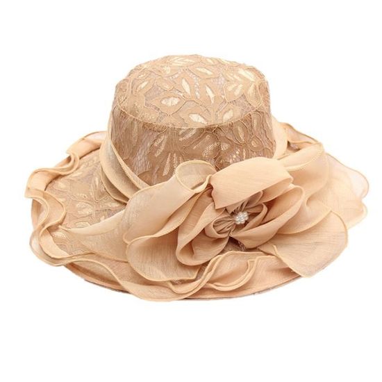 GUOCU Chapeau De Paille Souple Pour Femme,Été Ajustable Capeline De Plage Pliable Avec Nœud Chapeau De Soleil à Bord Large Anti-UV Élégant Casquettes Visières Anti-Soleil Pour Loisir Voyage Jardin