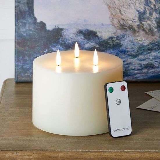 Lot de 12 bougies sans flamme à piles en cire véritable avec