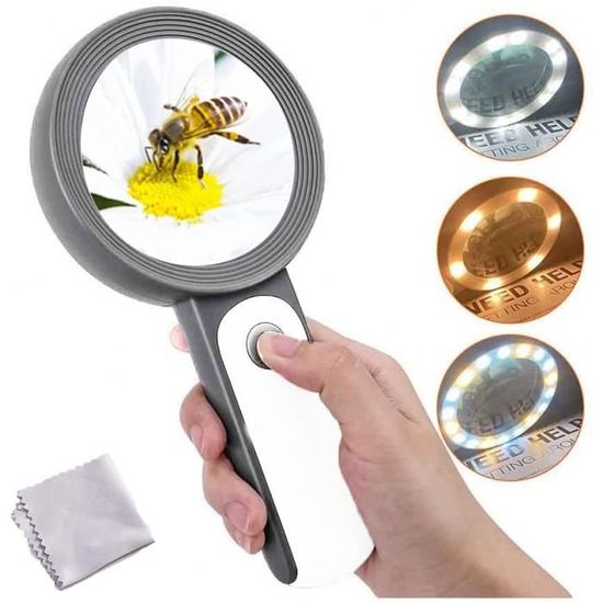 Loupe De Lecture KEWUZY 30X Avec LED - Lentille 110mm Et 3 Lumières - Verre Optique Sans Distorsion - Pour Bijoux Et Bricolage