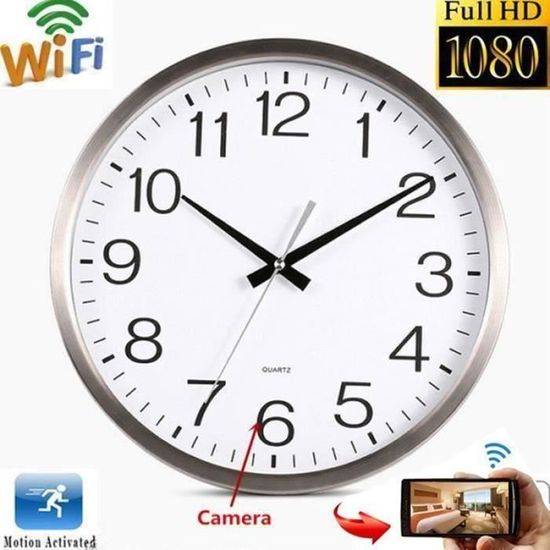 1080P WiFi Horloge Caméra Espion Cachée Mini Caméra sans Fil de Surveillance Intérieure Détection de Mouvement pour iPhone An C0B91A