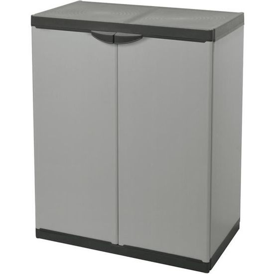 Armoire basse en plastique extérieure et jardin Gris Industriel