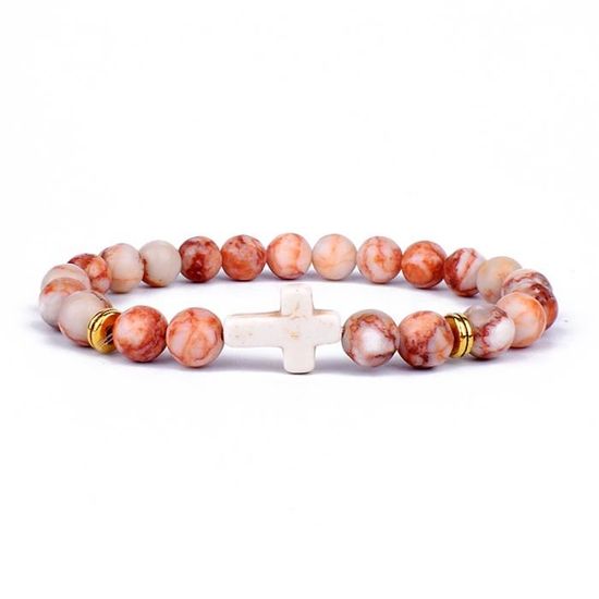 Bracelet Perles Pierre De Lave Et Howlite Turquoise - Sur Mesure Homme/femme, Fait Main En France, élastique