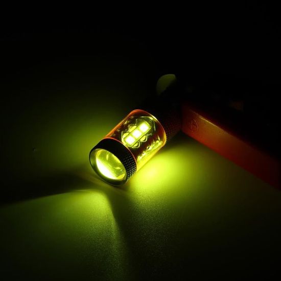 Lot 2 Ampoules Antibrouillard LED H3 80W 8000K Blanc – 12-24V Universel, Haute Luminosité Pour Voiture