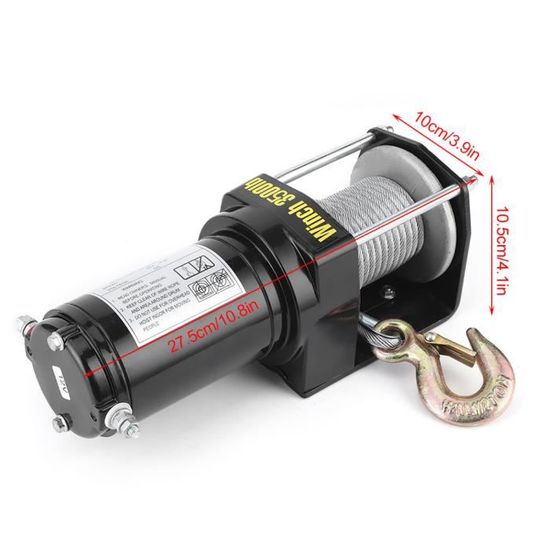 Treuil Électrique 4500LBS GEARZAAR - Câble Synthétique, 12V, Télécommande - Pour 4x4, UTV