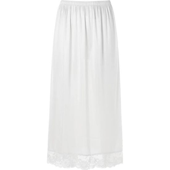 YIZYIF Femme Jupon Jupe sous Robe Fond de Jupe Elastique Sous-vêtement Dentelle Lingerie Soie Glacée Type B Blanc