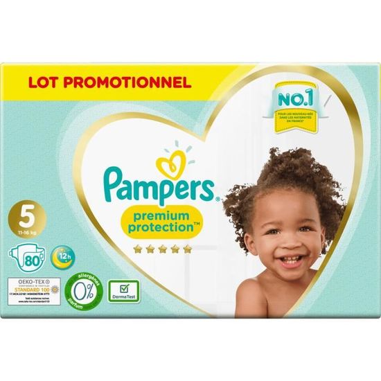 Pampers Premium Protection Taille 5, 80 Couches