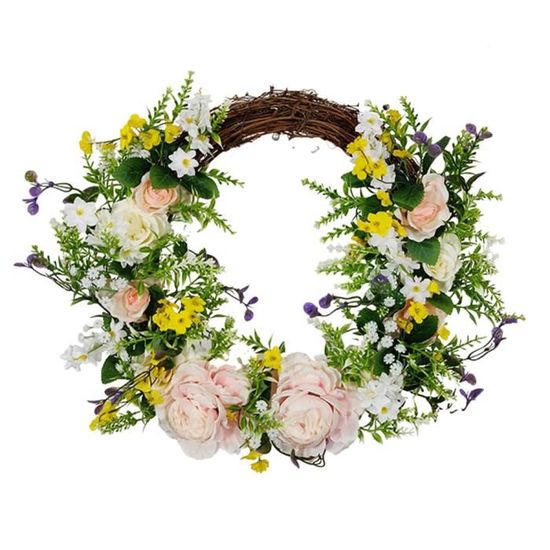 Couronne De Porte Fleurs Artificielles Pivoine - Décoration Murale 40cm Pour Entrée Ou Mariage