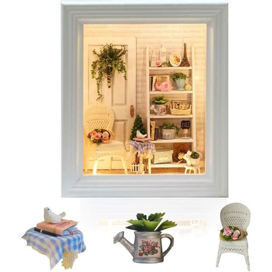 Kit Maison Miniature DIY Cuteefun - Scène Hiver Avec Lumières LED - Loisir Créatif Adulte