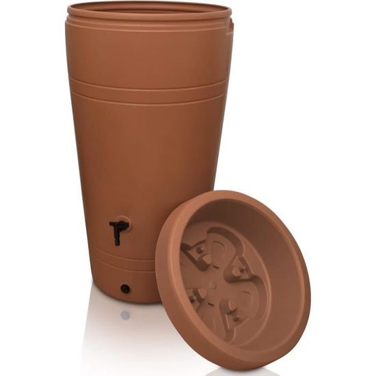 Récupérateur Eau Pluie YourCasa 230L - Design Terre Cuite - Avec Robinet Et Jardinière - Résistant Au Gel