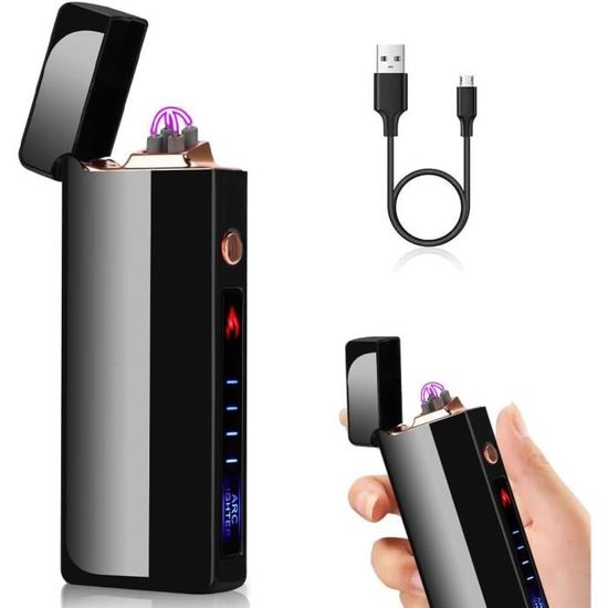 Briquet Électrique WEARXI - Cadeau Homme, Rechargeable USB, Double Arc Plasma, Coupe-Vent, Boîte Cadeau