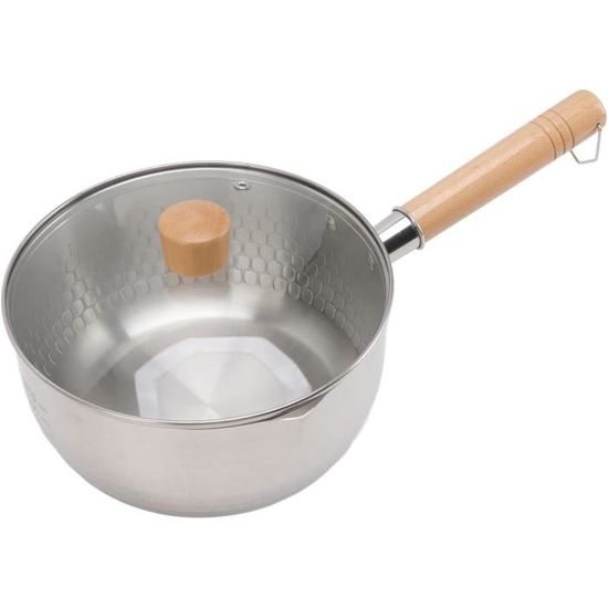 HEMOTON Casserole Yukihira Acier Inox 18/10 Avec Panier - Poignée Bois - Multifonction Soupe Nouilles Légumes - Induction Gaz