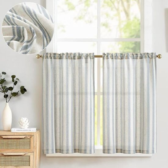 Lot De 2 Rideaux Brise-bise Blancs 45x70 Cm – Coton – Style Classique