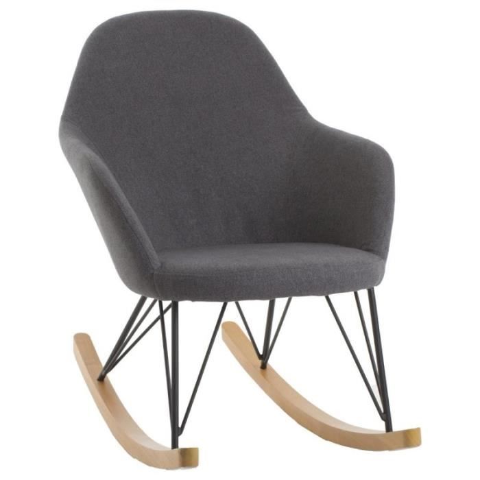 Rocking chair Ewan - 95 x 65 x 89 cm - Polyester - Gris 95 cm