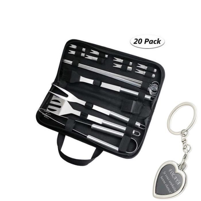 20 PCS Outil de Barbecue, Acier Inoxydable Barbecue Outils Ensembles ustensile de Outils kit Accessoires Barbecue avec (20 PCS)