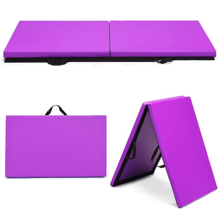 GIANTEX Tapis de Gymnastique Pliable avec 2 Poignées deTransport, Tapis de Sol Portable avec Velcro pour Yoga, 180x60x3,8CM