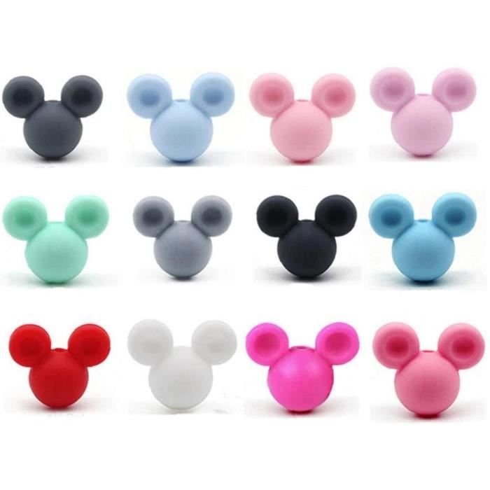 Perles Silicone, 10pcs Teether pour Bébé DIY Accessoires pour Nourrissons Collier Pendentif Enfants Chewing Teething Perles (Couleur