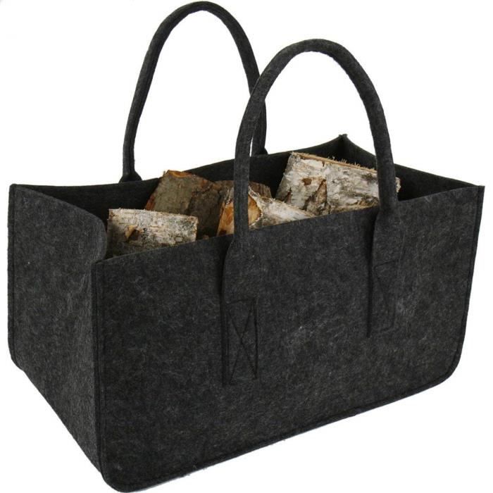 Sac en feutre Gris foncé Cheminée Poche Feutre Panier Cheminée Poche Bois de chauffage Panier Panier en feutre Porte-revues