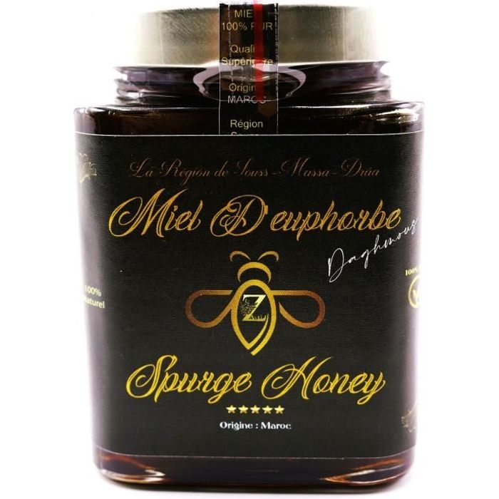 Miel d'Euphorbe 100% pur & Naturel. Miel Cru de (Daghmous) Vraie Premium -900g - Recueilli Au Maroc - De La Qualité La Plus Fine