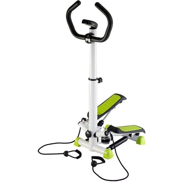 HMSPORT - Stepper twister d'appartement - Cardio twister - Fintess Aérobic hometrainer - Avec guidon + ordinateur - Banc