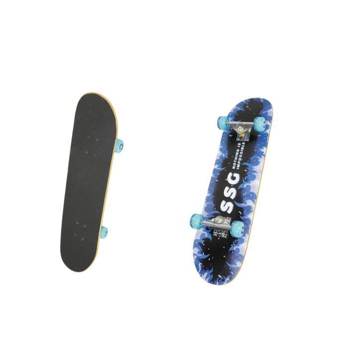 KEKE® Shortboard enfant adulte planche à roulettes - bleu flamme - roue flash - L 79 x P 20 x H 13 cm
