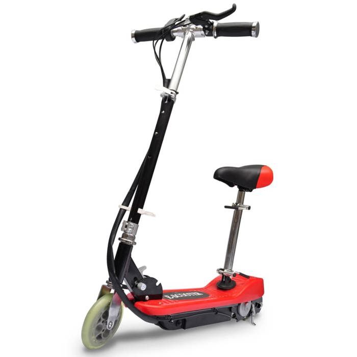VidaXL - Trottinette enfant électrique, rouge et noire, 120W, avec selle