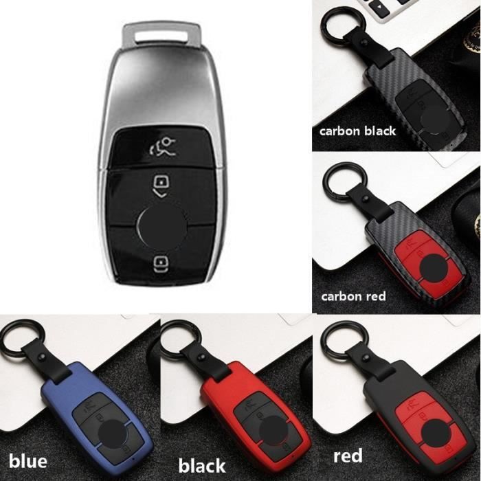 Coque clé,Étui à clés de voiture mat en Fiber de carbone pour Mercedes Benz BGA AMG W203 W210 W211 W124 W202 W204 - Type E - Black