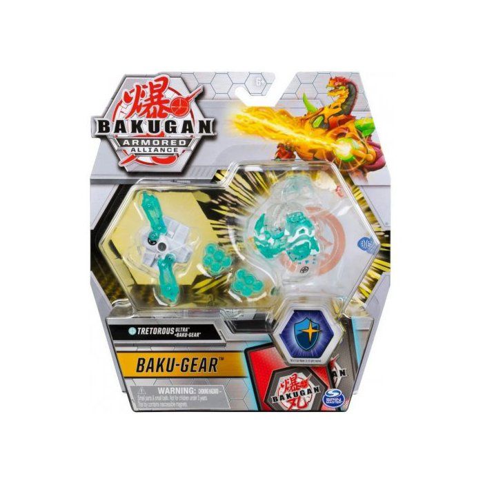 Bakugan Ultra : Armored Alliance - Tretorous + Baku-Gear + Carte - Boule Transparente - Figurine Deluxe - Jouet Garcon