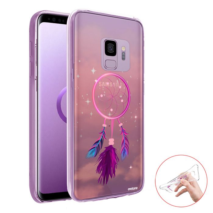 Coque 360 Samsung Galaxy S9 360 intégrale transparente Attrape rêve rose Ecriture Tendance Design Evetane