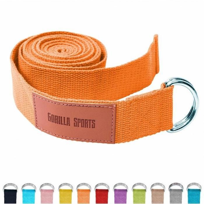 Sangle de Yoga Orange - 100% coton - Sangle pour étirements - Fermetures en métal