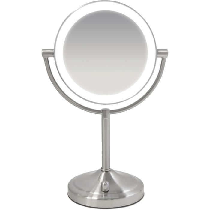 Miroir à double face HoMedics Beauty Spa avec DEL gradable - éclairage application maquillage + coiffage, grossissement normal / 7x