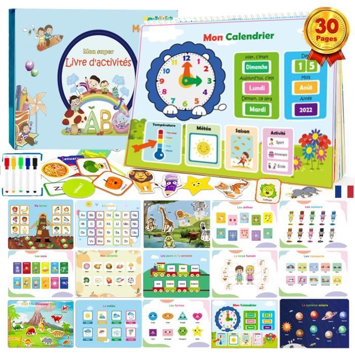 MARAYAN Jeux Montessori 2 3 4 5 ans, Jouet enfant,Busy Board,Jeu éducatif, apprendre Alphabet, a compter à lire, cadeau fille garçon