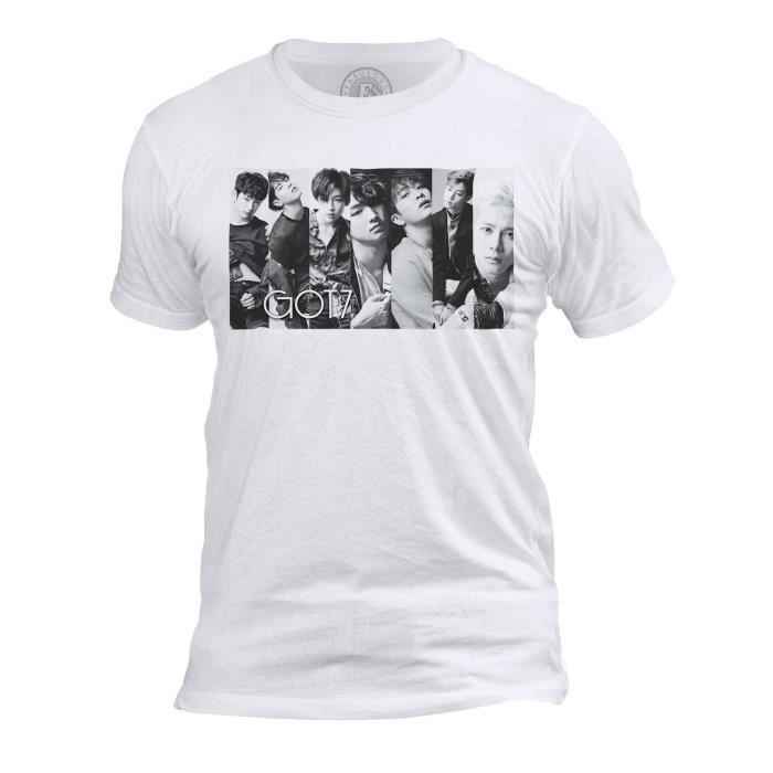 T-shirt Homme Col Rond Got 7 Boys Band Kpop Stars Coree Noir & Blanc
