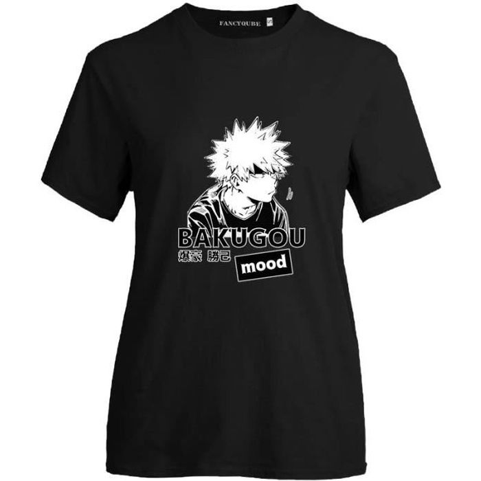 My Hero Academia T-shirt unisexe manches courtes Cool Graphic Printed-Noir