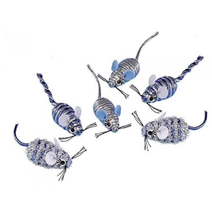 NOBBY JOUET SOURIS AVEC CLOCHETTE EN FORME CRÉCELLE POUR CHAT 5 CM 6 PIÈCES