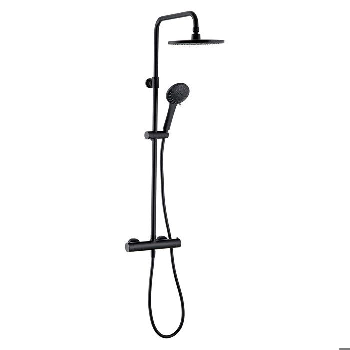 Colonne de douche avec mitigeur thermostatique Black Roma Comfort 5 jets Wirquin 60722893, noir