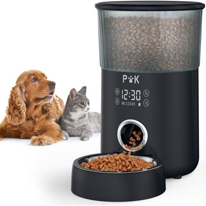 PUPPY KITTY 4L Distributeur Automatique de Nourriture pour Chats et Chiens, Enregistrement Vocal ,Écrans Tactiles,1-5 Repas par Jour
