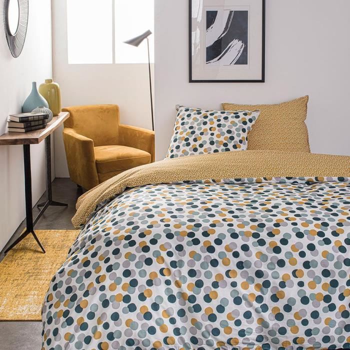 TODAY Parure de lit SUNSHINE 5.6 - 2 personnes - 240 x 260 cm coton - Imprimé Blanc Graphique TODAY