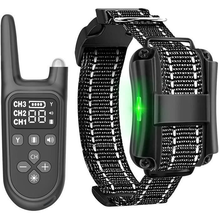 Collier Anti Aboiement pour Chien, Collier de Dressage 800M Télécommande Rechargeable IPX7 Étanche pour Animaux avec Écran LCD