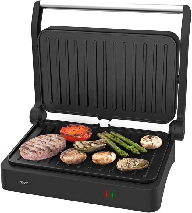 bella Plaque de cuisson électrique en céramique et titane, revêtement antiadhésif, grande surface de cuisson immersible, bac récupérateur de graisse amovible, température réglable, sans PTFE et PFOA