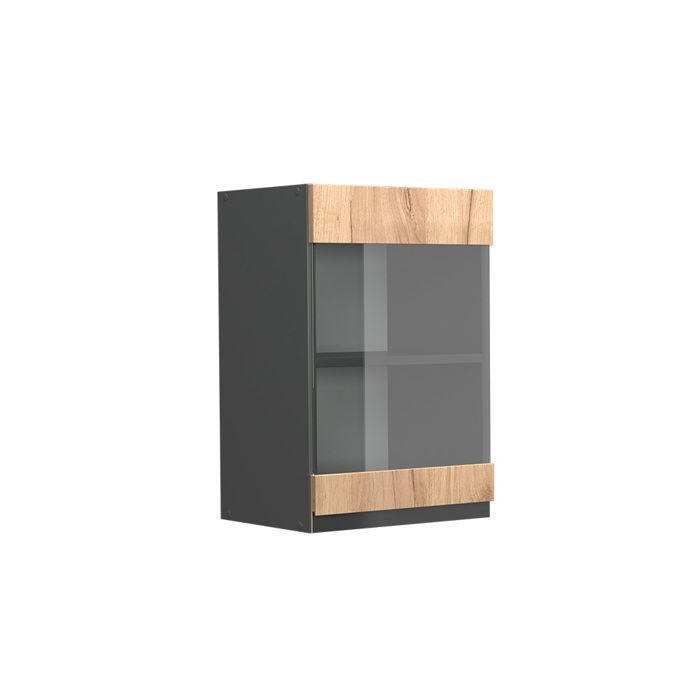 Armoire en verre R-Line 40cm J-Shape Chêne de force doré/Anthracite Vicco 39730