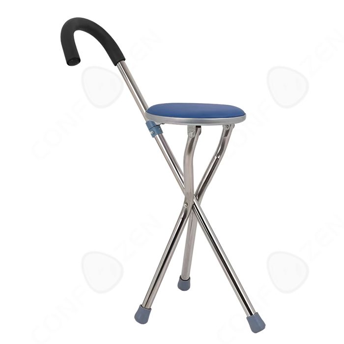 Canne Siège Télescopique Et Pliable - Bâton De Marche Avec Tabouret Intégré Réglable, Neuf, Portable Et Pratique