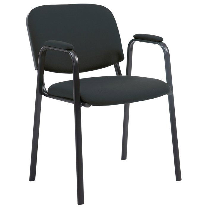 Chaise visiteur avec accoudoirs integres zone d attente en tissu noir pietement a 4 pieds en metal noir 10_0003383 Chaise visiteur avec accoudoirs integres zone d attente en tissu noir pietement a 4 pieds en metal noir 10_0003383
