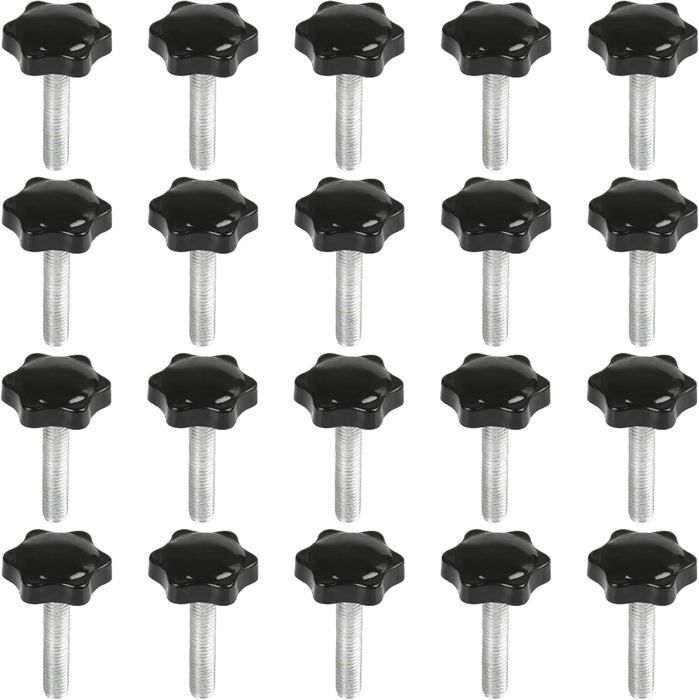 Bouton De Serrage étoile Métal – Filetage M8 X 40mm – Noir/argenté – Lot D’1