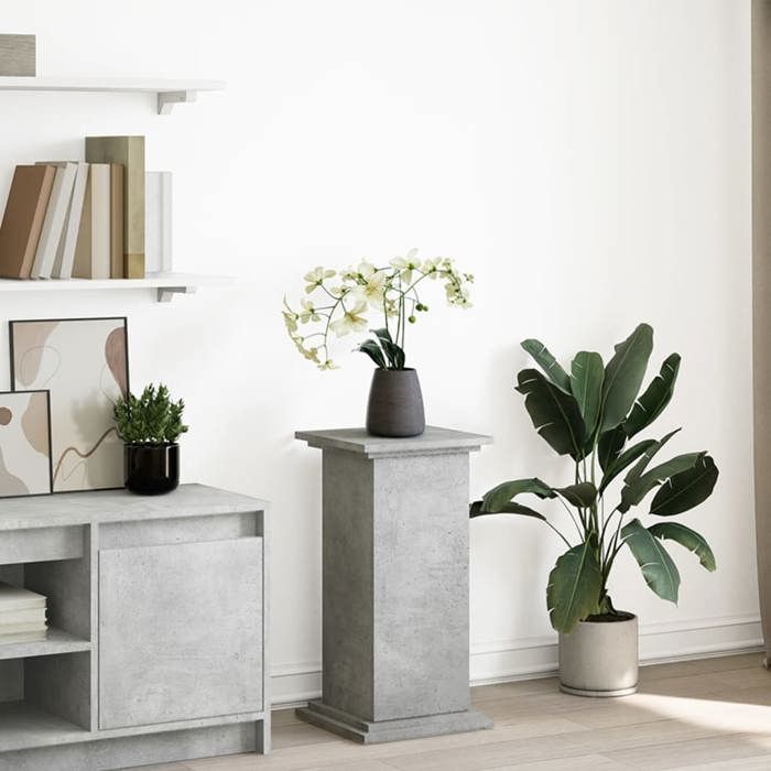 vidaXL Piédestal avec rangement gris béton 31x30x60 cm bois ingénierie vitrine présentoir étagère de présentation stand 854619
