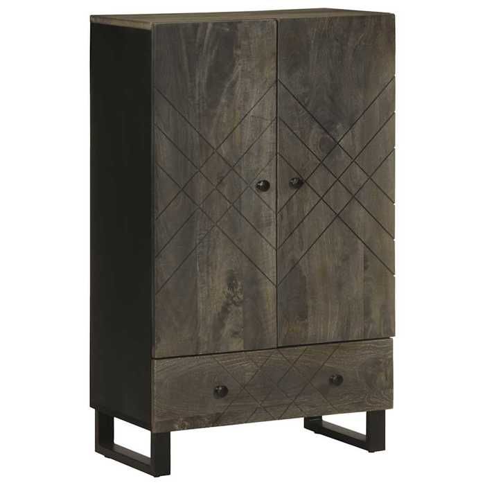 vidaXL Buffet noir 60x33x100 cm bois de manguier massif armoire latérale armoire de rangement haute vitrine haute 4017714