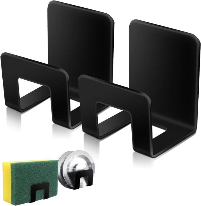 Lot de 2 porte-éponges en acier inoxydable pour évier de cuisine, avec 4 ventouses, pour éponge, savon, brosse | Leroy Merlin